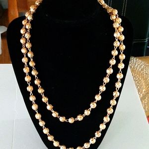 Gold necklace/ rosary beads necklace